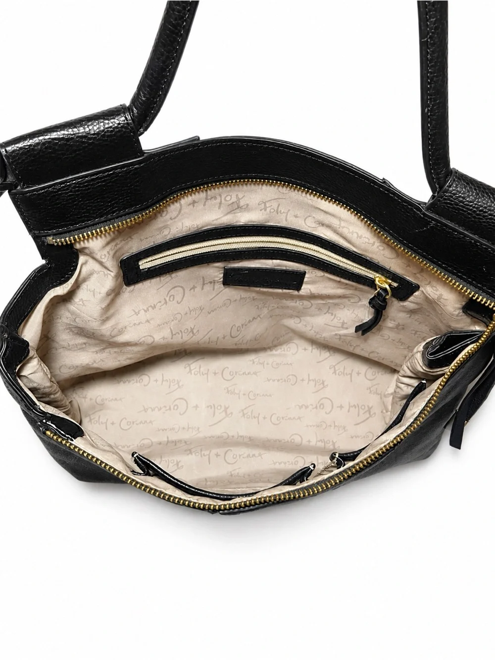 Foley & Corinna Black Pebbled Leather Tote | Work Bag | Gold Hardware - Picture 3 of 3